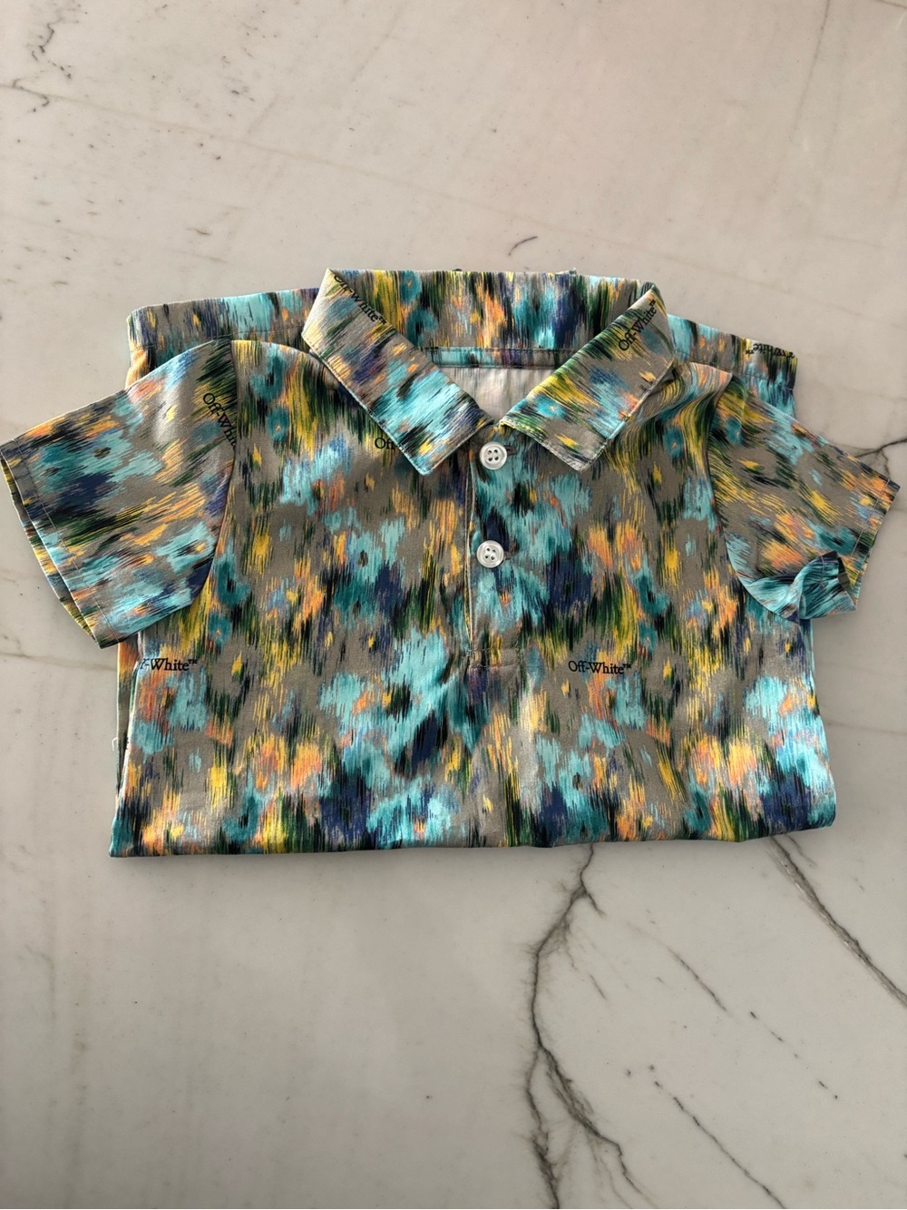 Off-White Multicolor Abstract Print Baby Romper Authentic - Picture 6 of 8